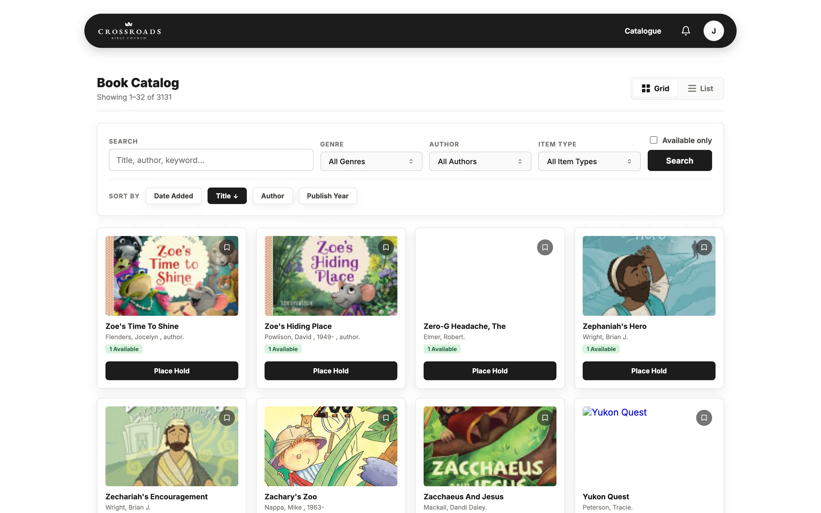 The Shelfwise book catalog showing 3,131 titles in a grid of colourful cover art, with search, genre, author and item-type filters and sort controls.